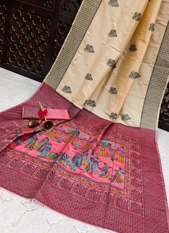 Soft Silk Beige Traditional Wear Weaving Saree